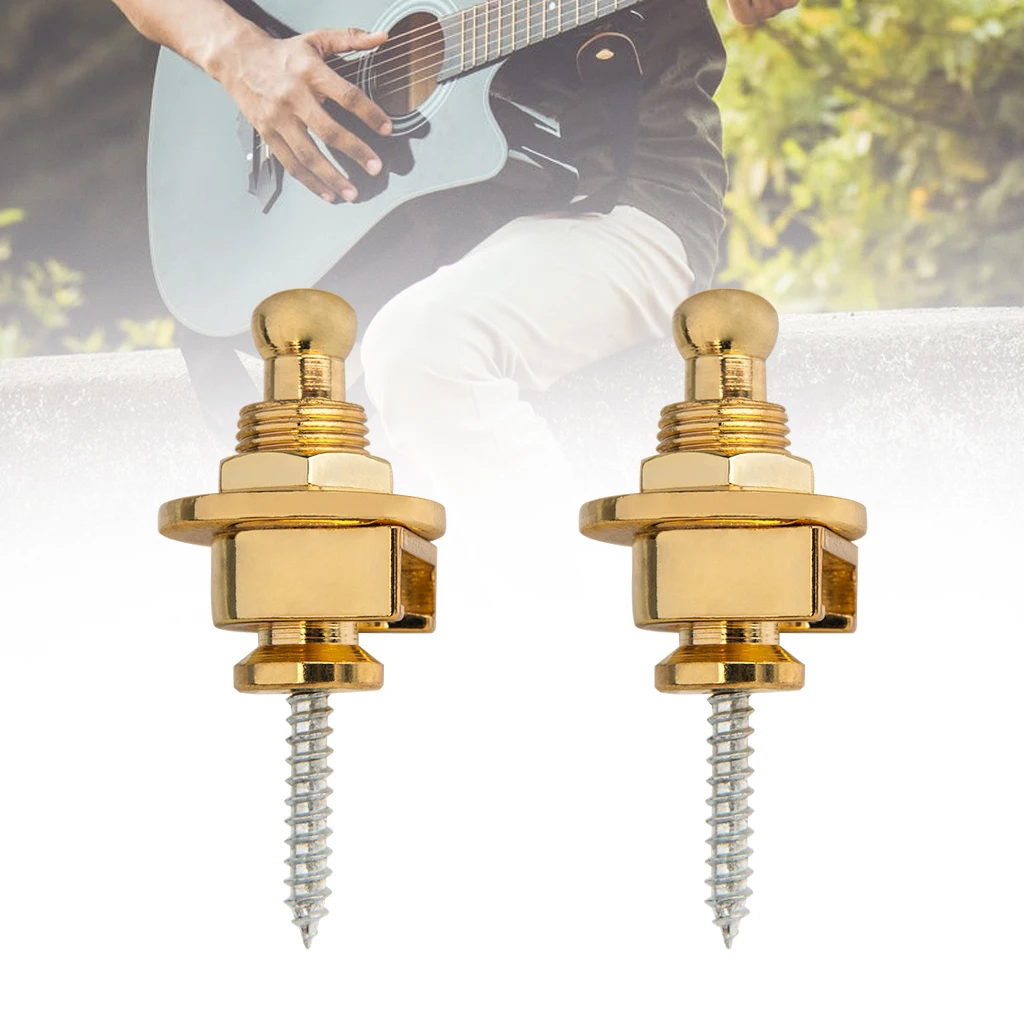 

2pcs/set Electric Guitar Bass Pins Strap Button Lock Quick Release Round Head Locks Easy To Install