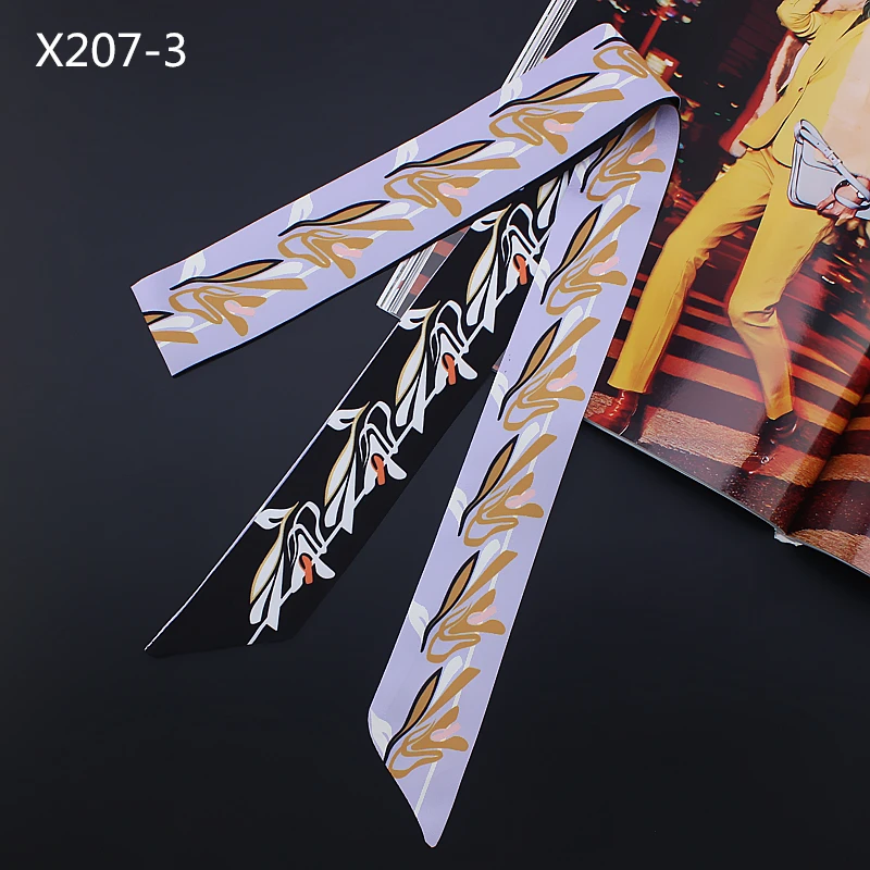 New Fashion 120cm Small Scarf Print Women Silk Scarf Luxury Brand Head Scarf Handle Bag Ribbon Small Long Scarves headband