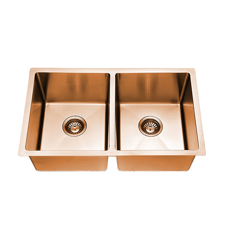 Top Quality 1.2mm SUS304 Stainless steel Double Bowl Hand Made Sink Brushed Finish Sink High Quality Kitchen Sink 762x456mm