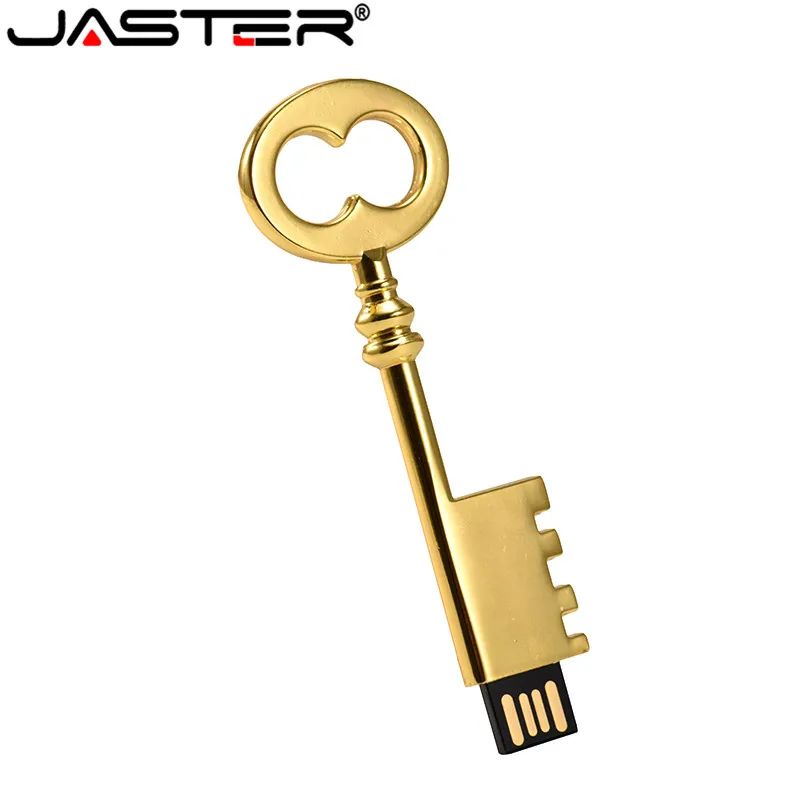 JASTER creativo llave dorada USB 2,0 unidad Flash USB pendrive 4GB 8GB 16GB 32GB 64GB memoria Stick regalos