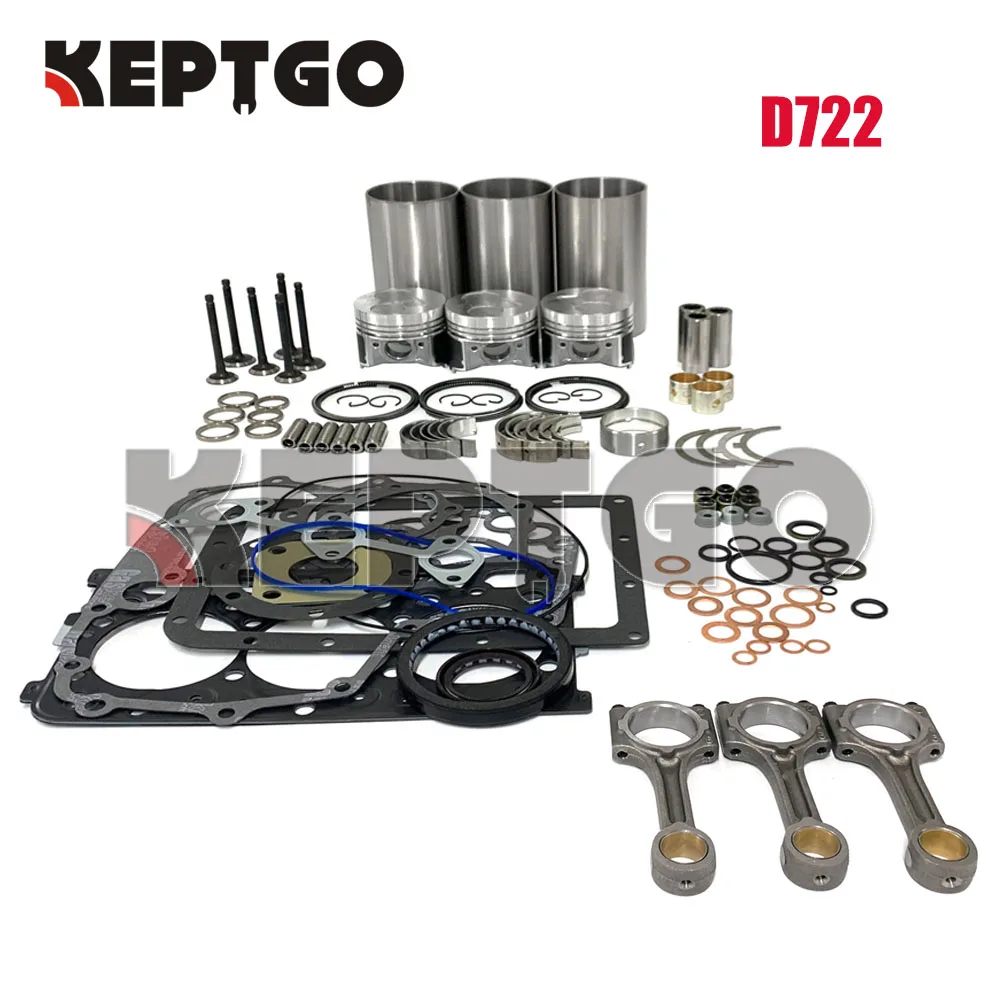 New D722 STD Overhaul Rebuild Kit With Semi-finished Cylinder Liner And Connecting Rod For Kubota Engine