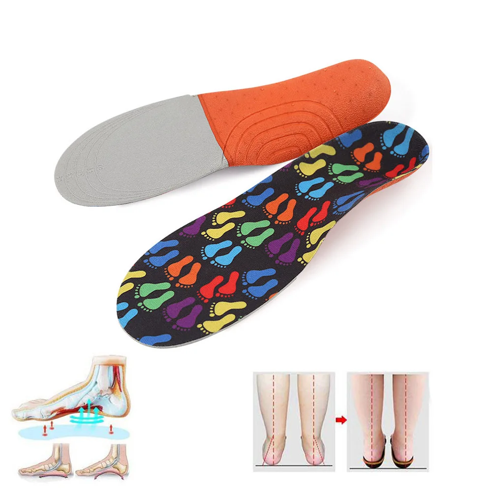 Kids Orthotic Insoles For Flatfoot Shoes Arch Support Print Velvet Pads Kids Babies Toddler Children Sporty Sneakers Soles