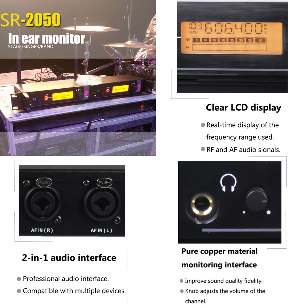 Paulkitson SR2050 6PCS Receivers In Ear Monitor Professional UHF Wireless In-Ear Headphones Monitor System Stage Monitoring