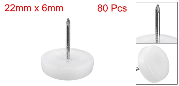 Uxcell 20/40/60/80 stücke Möbel Füße Nagel Kunststoff Glide Nägel Stuhl Tisch Bein Protector Pads 16/20/22mm durchmesser Weiß