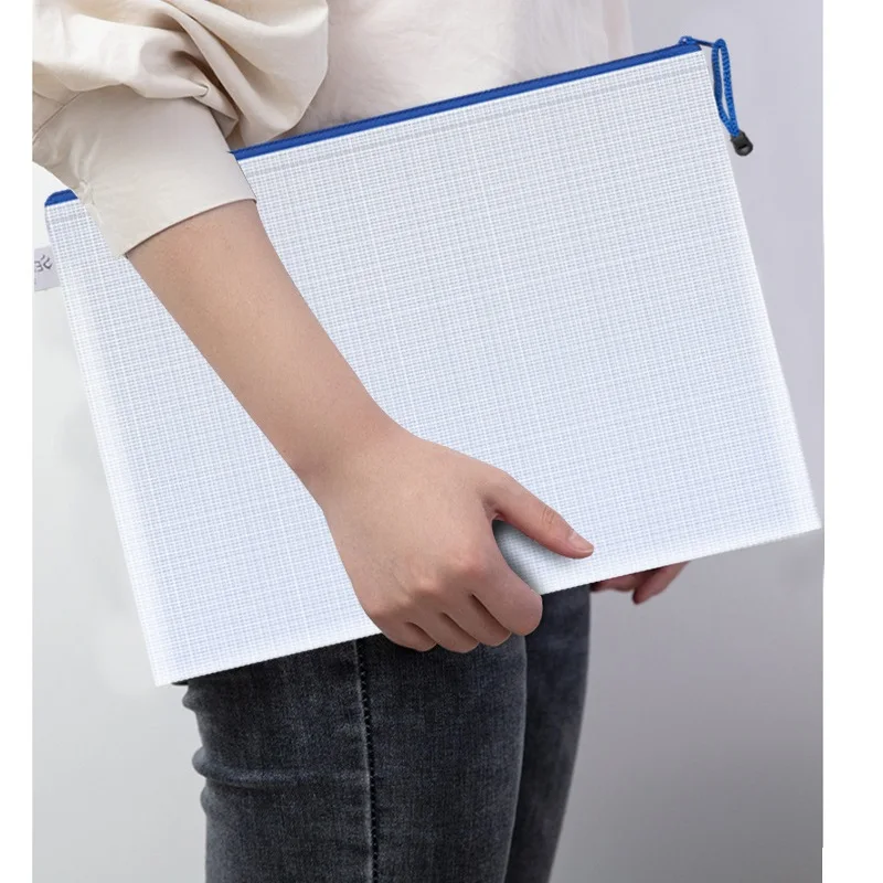 10Pcs File Dokumen Tas Warna Pena Tas Gridding Tahan Air Tas A4 B5 A5 A6 Zipper Transparan Dokumen File Packing organizer