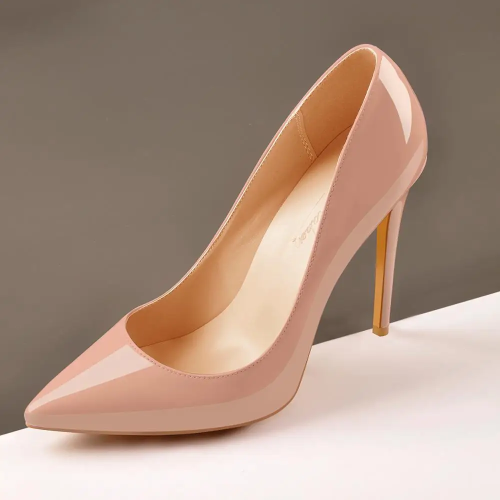 Onlymaker Genuine Leather Classic Pumps Pointed Toe Slip On Sexy Stilettos 4.7 Inch 12CM High Heels Shoes Plus Size US5~US15 image 3