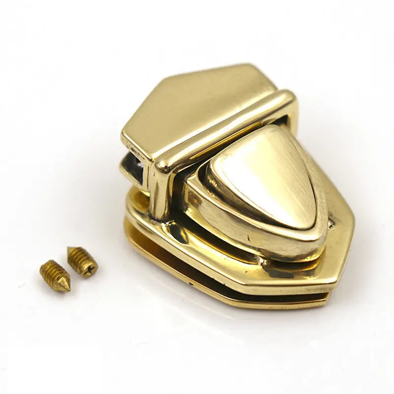 Solid Brass Metal Tuck Lock Push Lock Closure Catch Clasp Buckle Fasteners for Leather Craft Bag Case Handbag Purse Briefcase