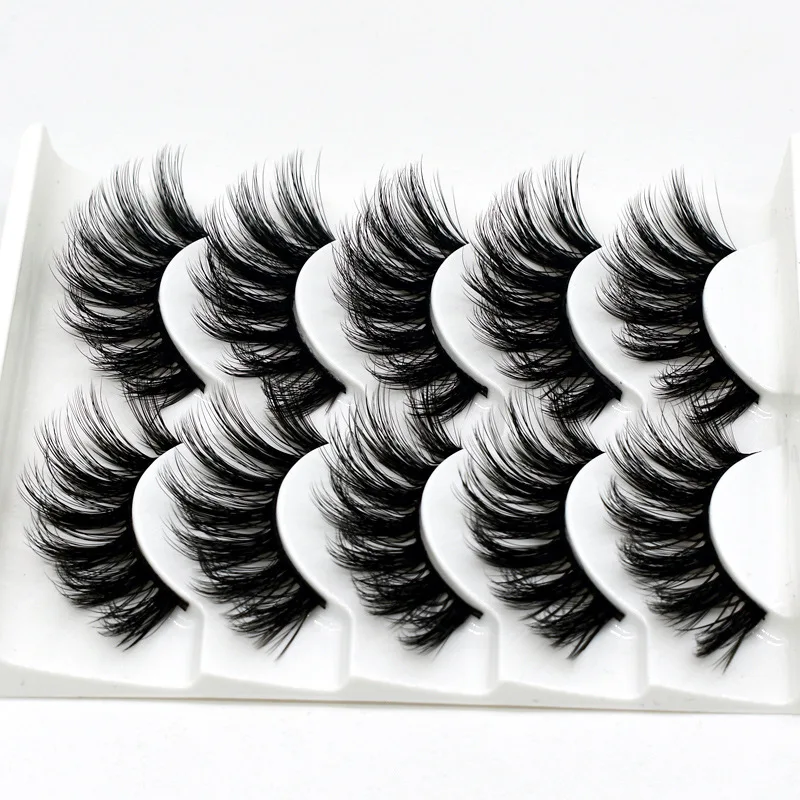 Ferramenta Handmade Soft Mink Eyelash, Natural Grosso, Longo, 3D Extensão dos Cílios Falsos, 5 Pares