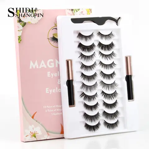 마그네틱 밍크 속눈썹, 부드러운 인조 속눈썹, 천연 마그네틱 밍크 속눈썹, 액체 아이라이너 트위저 세트, 메이크업 핫, 2 쌍, 3 쌍, 5/10 쌍