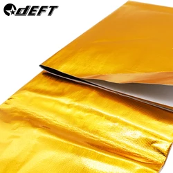 DEFT 100x100cm Self Adhesive Reflective Gold High Temperature Exhaust Heat Shield Wrap Tape Insulation Stickers Car Styling