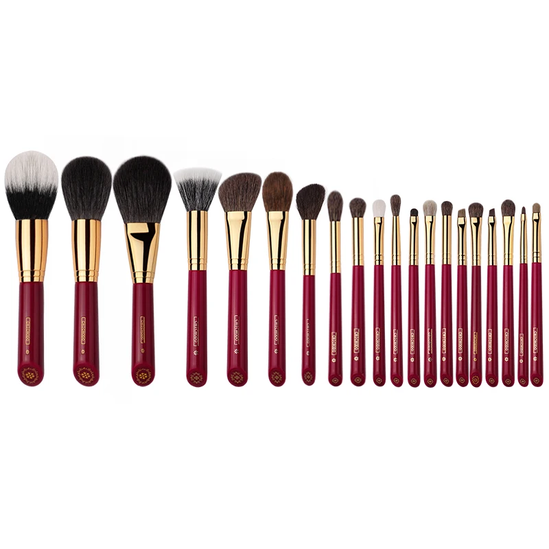 CHICHODO Makeup Brush-Luxurious Red Rose Series 20PCS Animal Hair Brushes Set-Cosmetic Brush-Makeup Tool-Natural Hair Beauty Pen