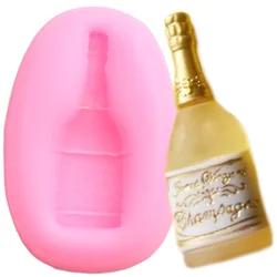 Champagne Bottle Silicone Mold DIY Accessories Fondant Cake Decorating Tools Cupcake Topper Candy Polymer Clay Chocolate Moulds