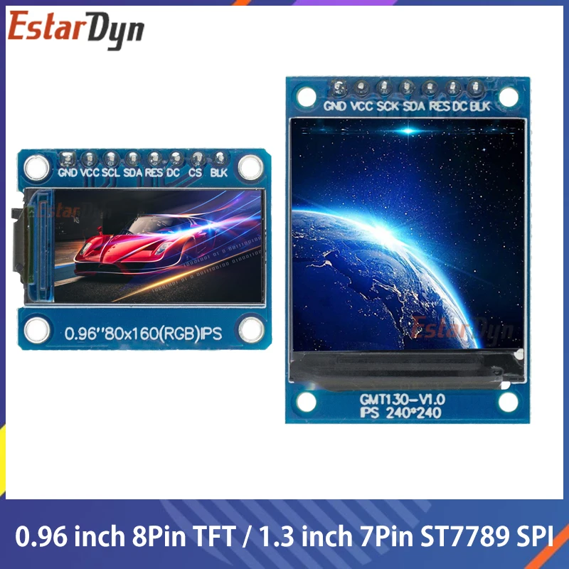 

TFT Display 0.96 / 1.3 1.44 inch IPS 7P SPI HD 65K Full Color LCD Module ST7735 Drive IC 80*160 (Not OLED) For Arduino