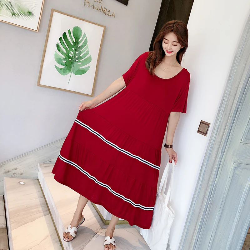 Oversize New Ladys Modal Basic Nightgown Nightie Long Maternity Dress Home Dress Sleepwear Pregnant Night Shirt Loose Nightwear