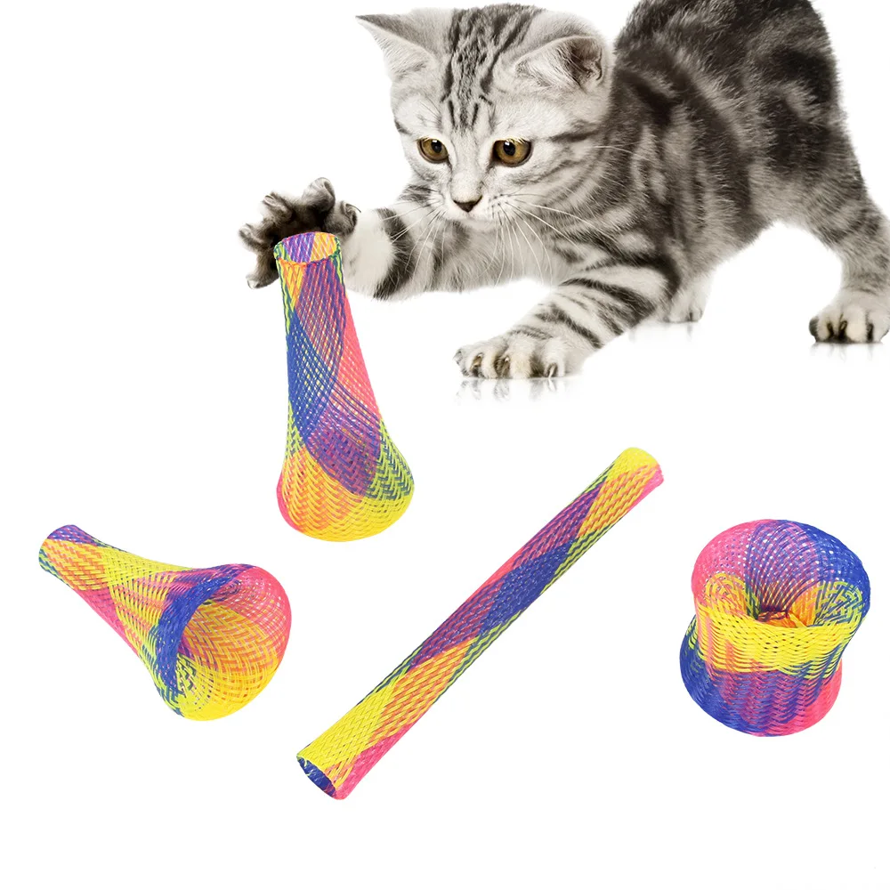 5pcs Cat Bouncing Toy Cat Interactive Toy Freely Folding Spring Shape Good Elasticity Pet Funny Playing Toys Supplies