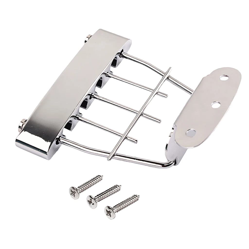 Semi Hollow Bass Guitar Tailpiece Bridge For 4 String Bass Acessory Chrome