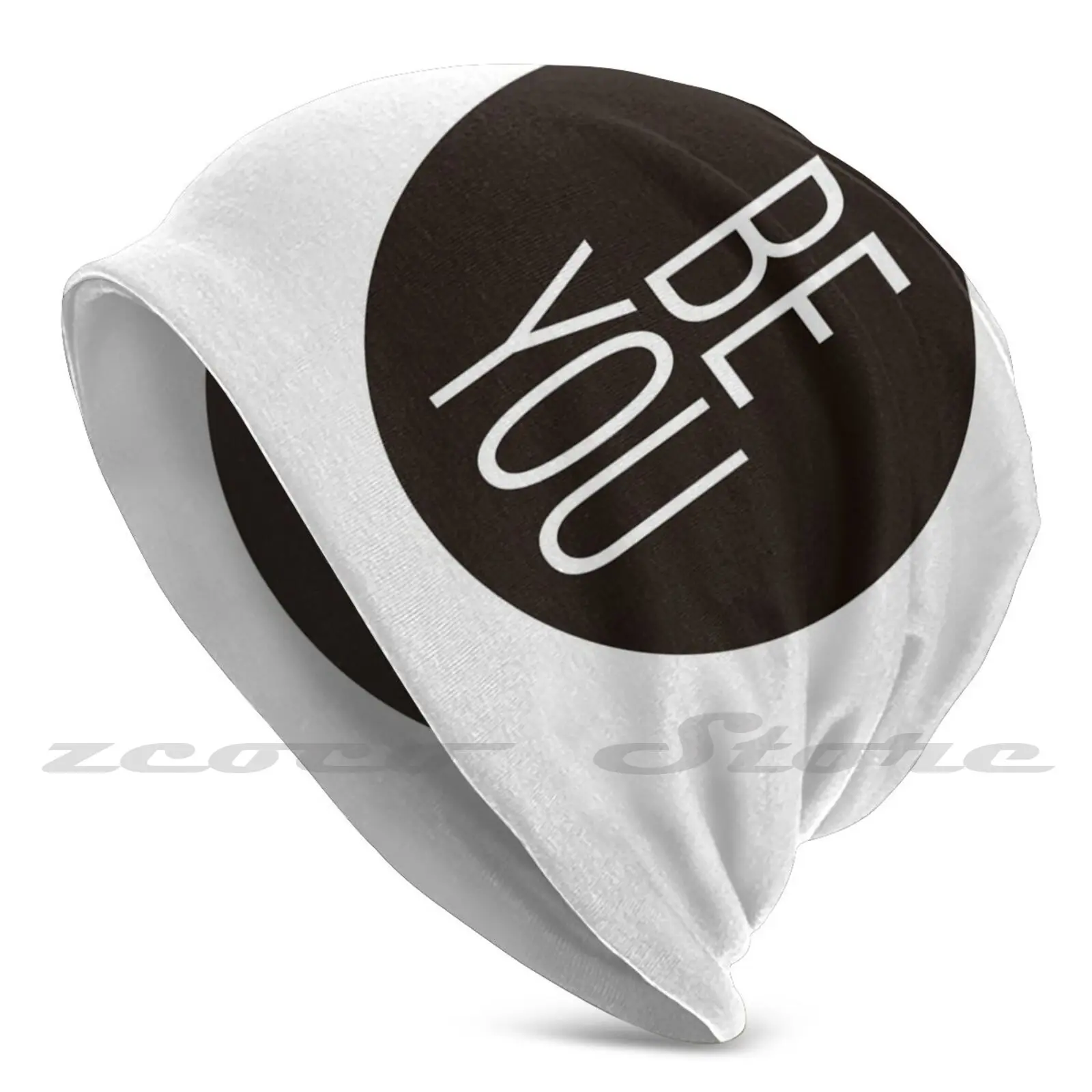 Be You Knit Hat Elastic Soft Personalized Pattern Present Cap Be You Positive Black And White Encourage Typography