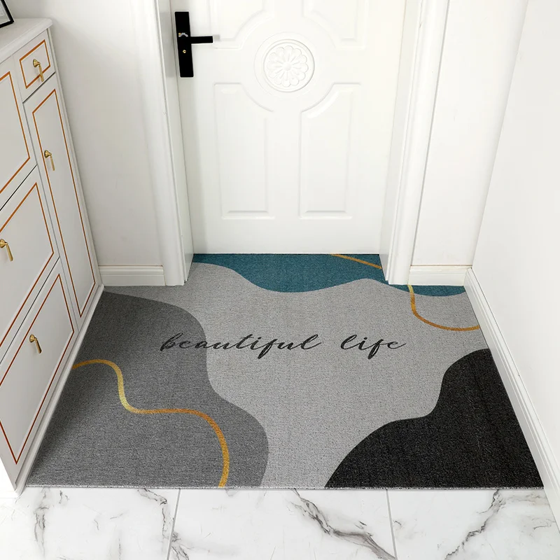 Abstract Design Rugs Welcome Mat Rubber Doormat Washable Non-slip Rug Hallway Resist Dirt Trapper Mats Entryway Carpet Gray