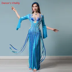 Belly Dance Robe Full Diamond Dress Performance Clothing Oriental Dancewear High-End Custom Adult Child Competition 4-Piece Set