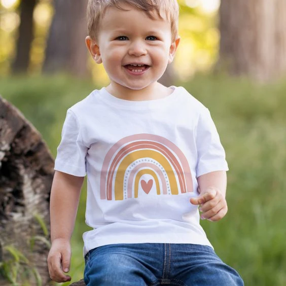 Camiseta con estampado de arco iris para ninos pequenos camiseta blanca creativa para ninos y ninas camisetas para gatear ropa bonita de manga