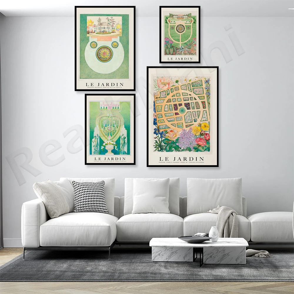 THE GARDEN Madame Parterre Et Fontaines-Elgin Garden-Botanical Art Exhibition Retro poster, green decorative garden