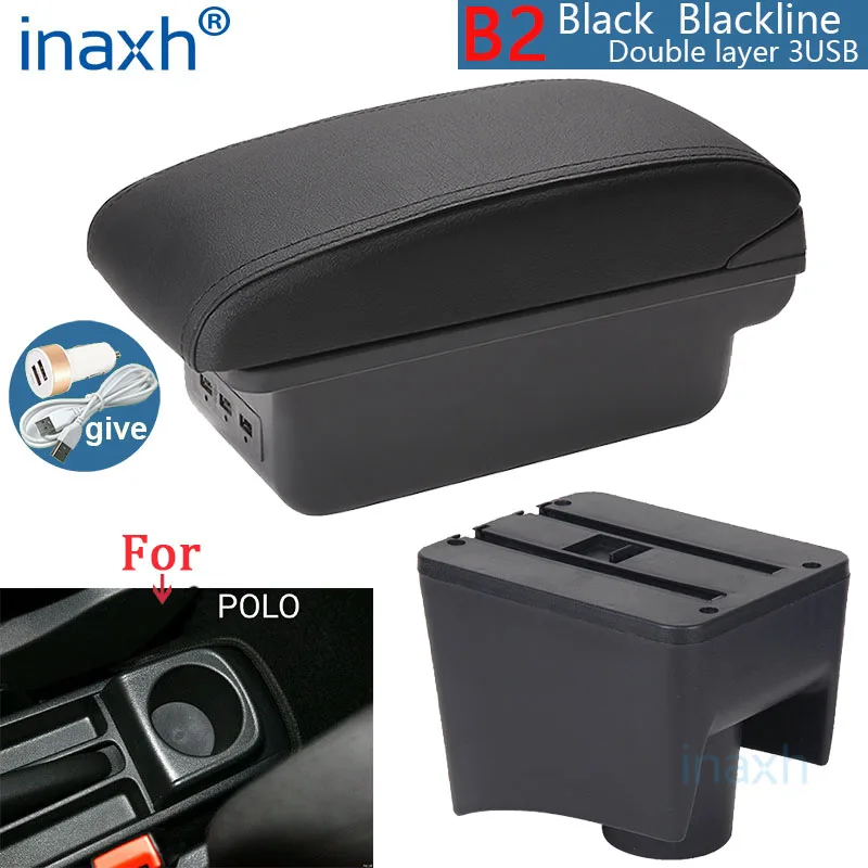 Voor Volkswagen POLO Armsteun nieuwe Voor VW POLO Mk5 6R Vento Auto Armsteun doos Interieur Onderdelen Opbergdoos Auto Accessoires 2012-2018USB