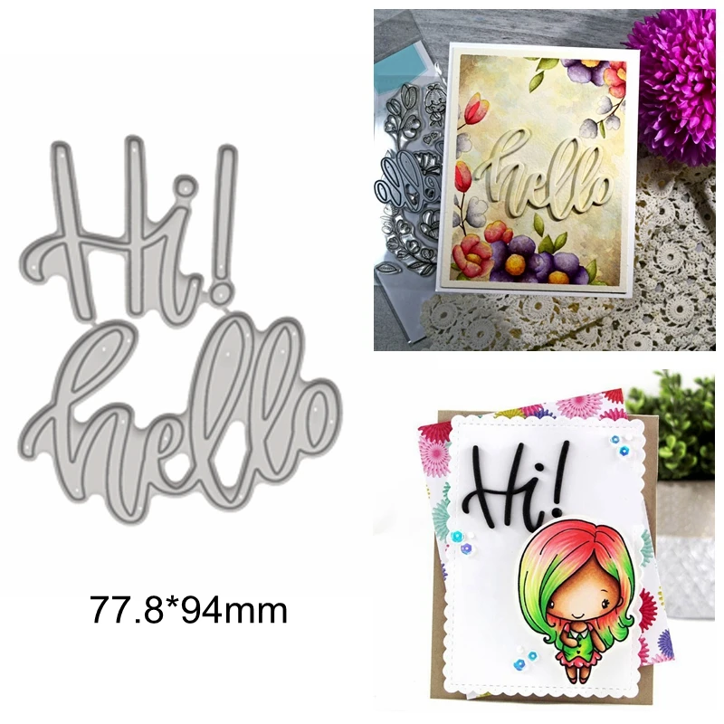 

Hi! Hello Letter Words Alphabet Greetings Metal Cutting Dies New Template Scrapbook Craft Embossing Paper Die Cut Cards Making