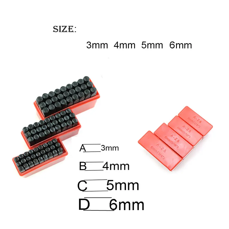 Juego de sellos de hierro con letras, iniciales, y número 0-8 A-Z, Ampersand y 36 unids/caja, herramientas de estampado de etiquetas colgantes de