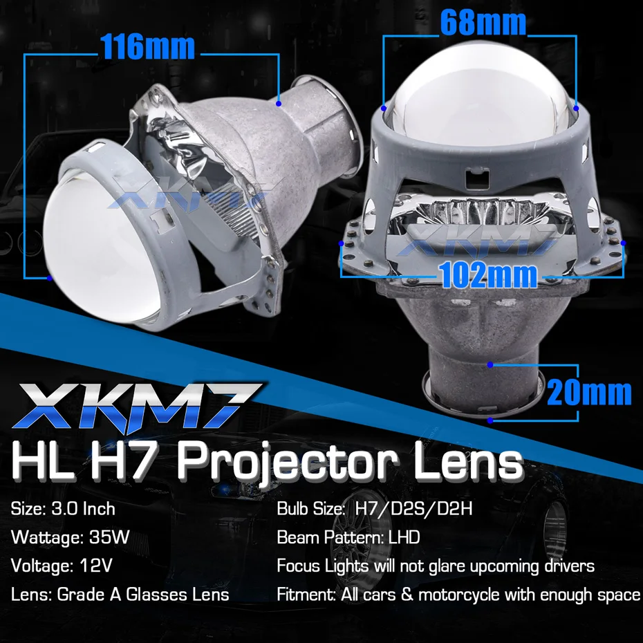 3 inch projector lens H7 voor Hella 3R G5 projectoren koplampen Retrofit Kit enkele Xenon lage Beam H7 D2S D2H LED HID lichten Autolampen Accessoires