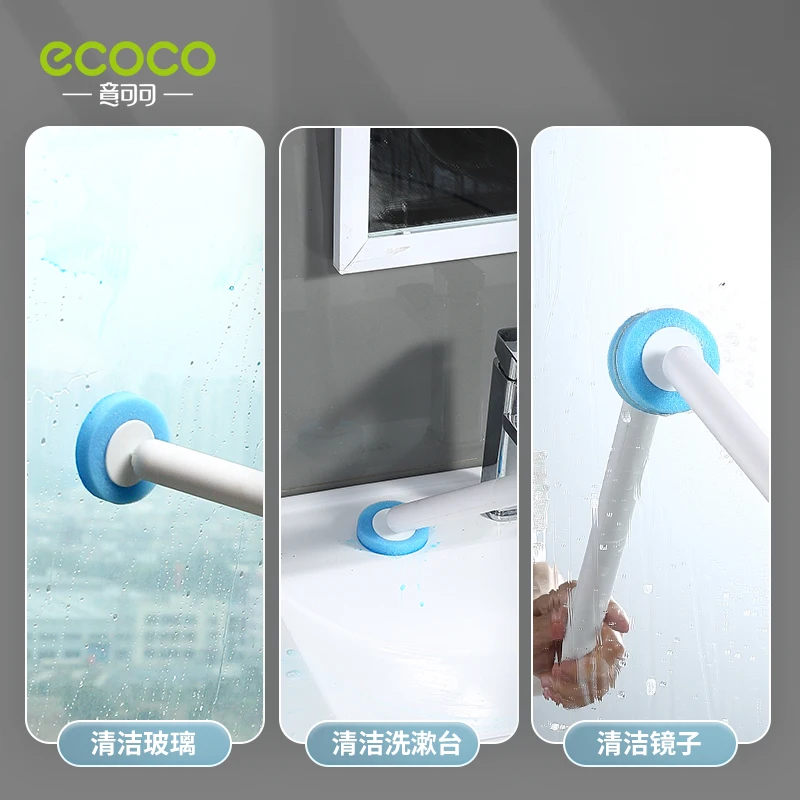 ECOCO Wall-mounted Disposable Toilet Brush Set 360 No-Dead Corner Cleaning Brush Replacement BrushHead Bathroom Accessories