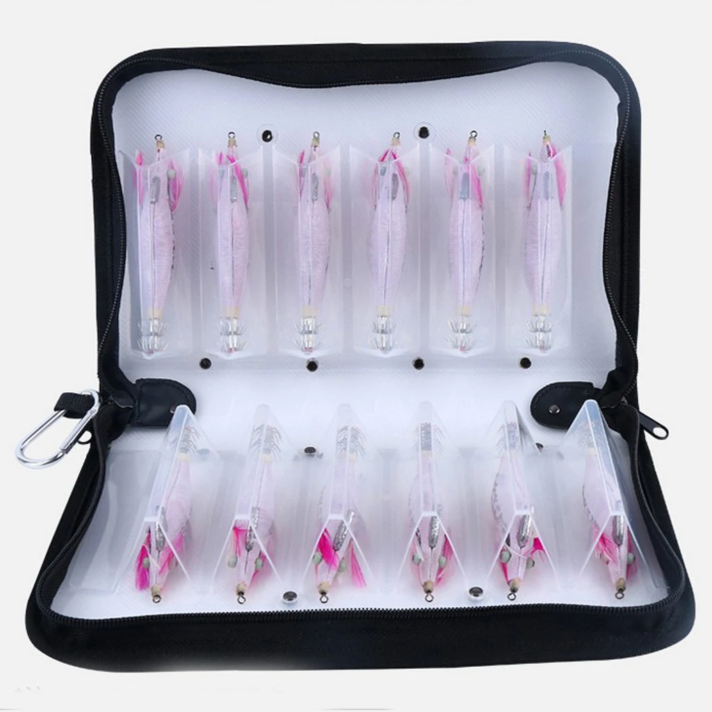 MagiDeal Squid Jig Bag Pouch Both Side Storage Lure Case Holder Wallet Clear Waterproof bag with zipper 12 Compartments