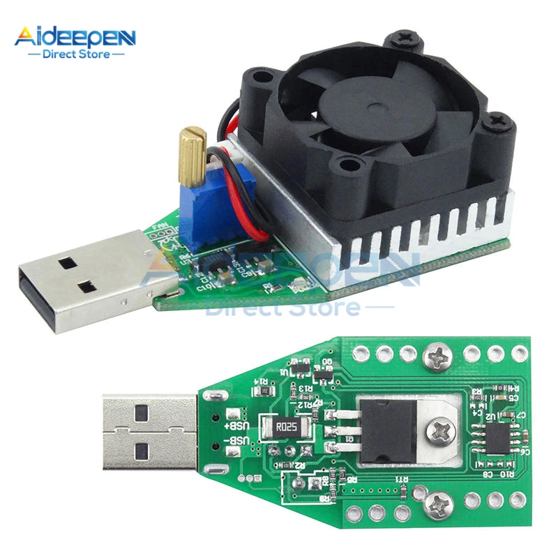 15W DC 3V-21V Electronic Test Load resistor USB Interface Battery Discharge Capacity Tester with Fan Adjustable Current Module