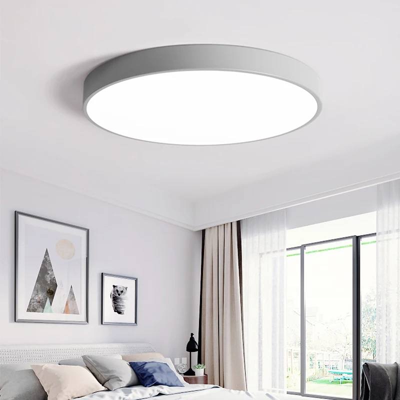 Creative Ultra-thin 5cm LED Round Ceiling Light Dimmable Remote Control Ceiling Lamp white black for Bedroom Kitchen Restaurant