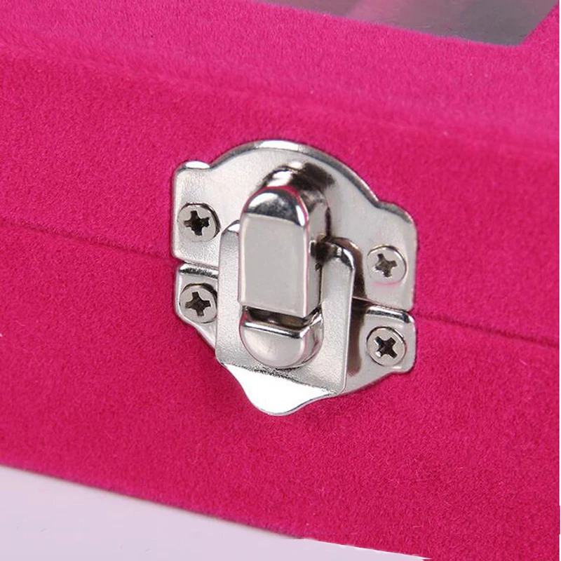 L20*W15*H4.8cm Jewelry Display 12 Compartments Gift Packaging Box Jewellery Organizer with Glass Lid Wrapped High Level Velvet