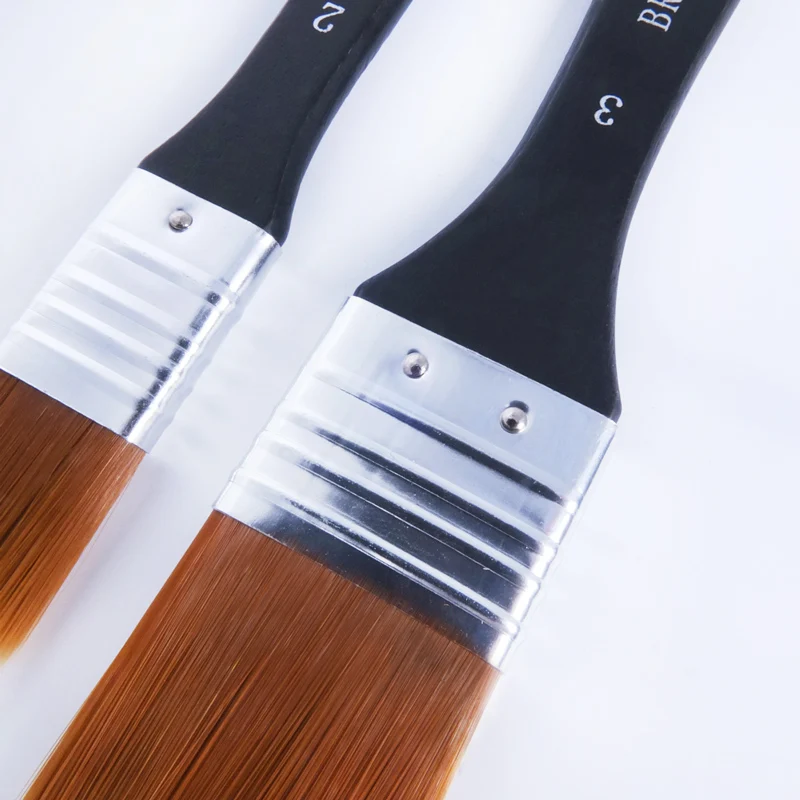 7styles Watercolor oil Art Paint Brush Nylon Hair painting art brush Easy To Clean wooden cleaning brush