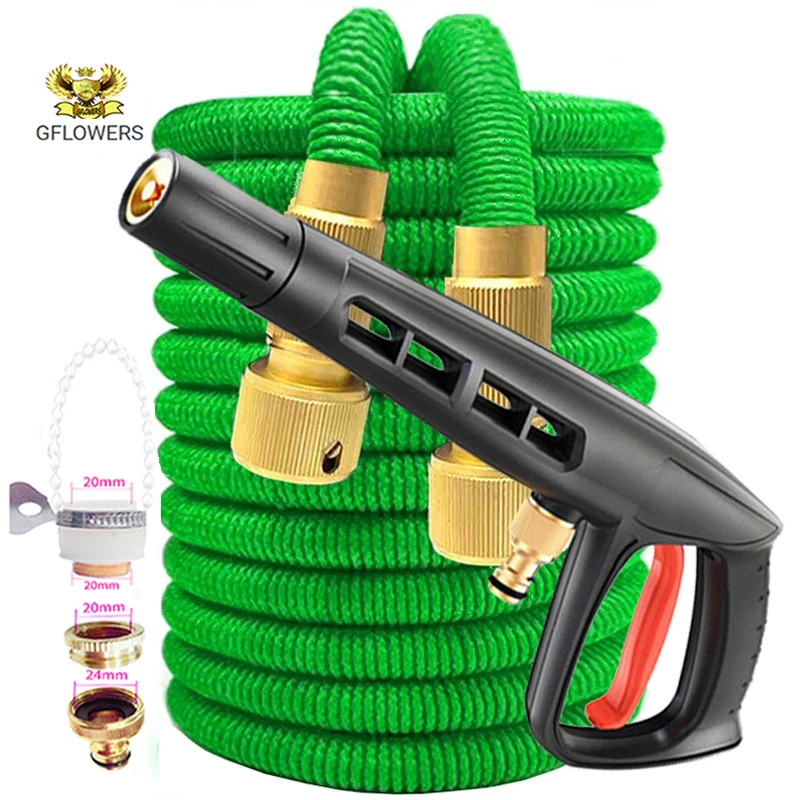 Expandable Magic Hose Pipe High-Pressure Car Wash Hose Adjustable Spray Flexible Home Garden Watering Hose Cleaning Water Gun