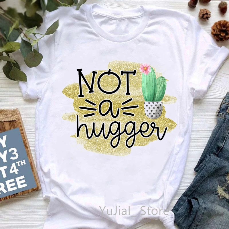 2025 Golden Not A Hugger Graphic Print T-Shirt Women Clothing Cute Cactus Tshirt Femme Leopard Eagles Pride T Shirt Female