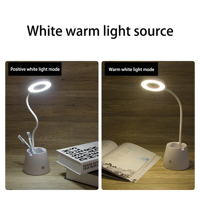 USB LED Table Lamp Three Modes Yellow Warm Light Eye Protection Mall Book Light Bright White Light Lighting Night Light