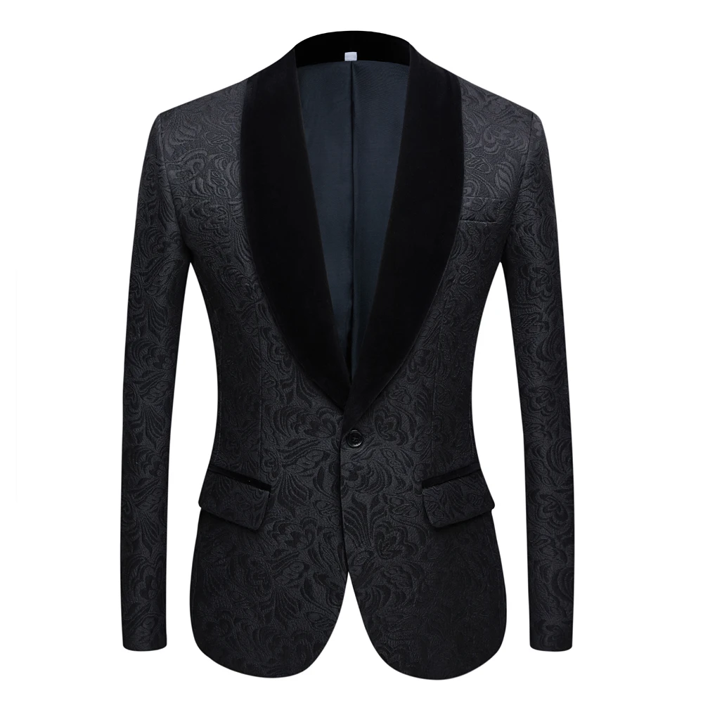 Fashion Red pink black white blue Men\'s Patterned Suit Slim Fit  Groomsmen Tuxedos Blazers For Wedding  shawl collar suit Jacket