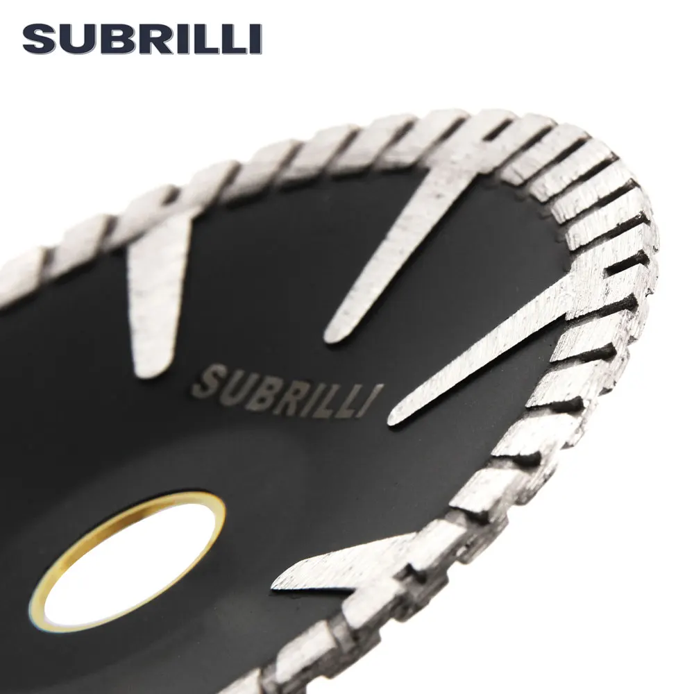 SUBRILLI 5 Inch 125MM  Diamond Protection Teeth Turbo Blade Premium Diamond Concave Cutting Blade For Granite and Marble
