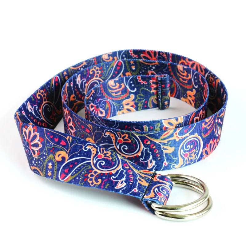 HUOBAO New Boho Women Belts Double-sided Printed Fashion Waistband Long Pants Tribe Aztec Jean Canvas Belt For Students Mens
