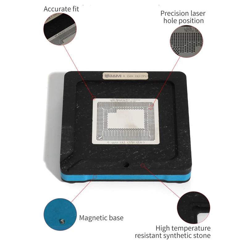 BGA reballing stencil kit for Macbook CPU/GPU/PCH Chip Magnetic fixture ball planting Direct heating template MAC repair tools