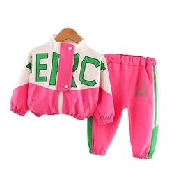 New Spring Autumn Baby Girl Clothes Children Letter Sports Jacket Pants 2Pcs/Sets Toddler Costume Boys Clothing Kids Tracksuits