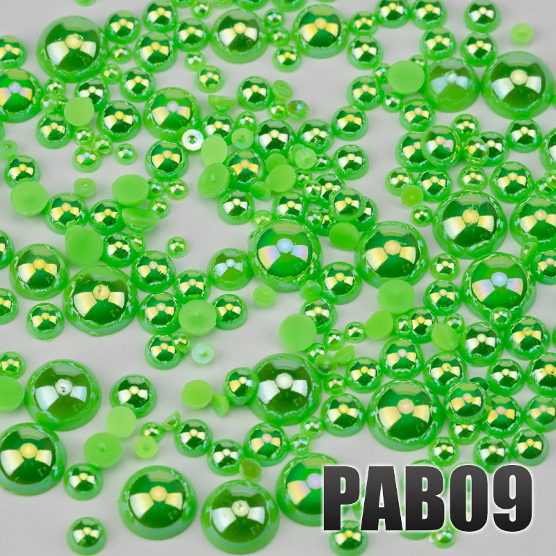 VDD 200g Großhandel Gemischte Größen 3-10mm Farbe AB Macaroon ABS Imitationsperlen Halbrunde Flachrückseitige Perlen DIY Nagelkunst Dekoration Handwerk – Detail 11