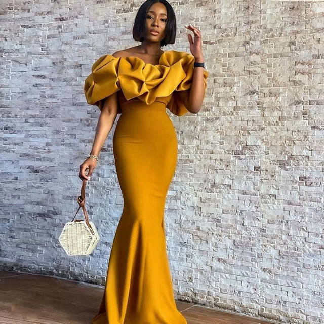 Mustard imperceivable dress wedding guest