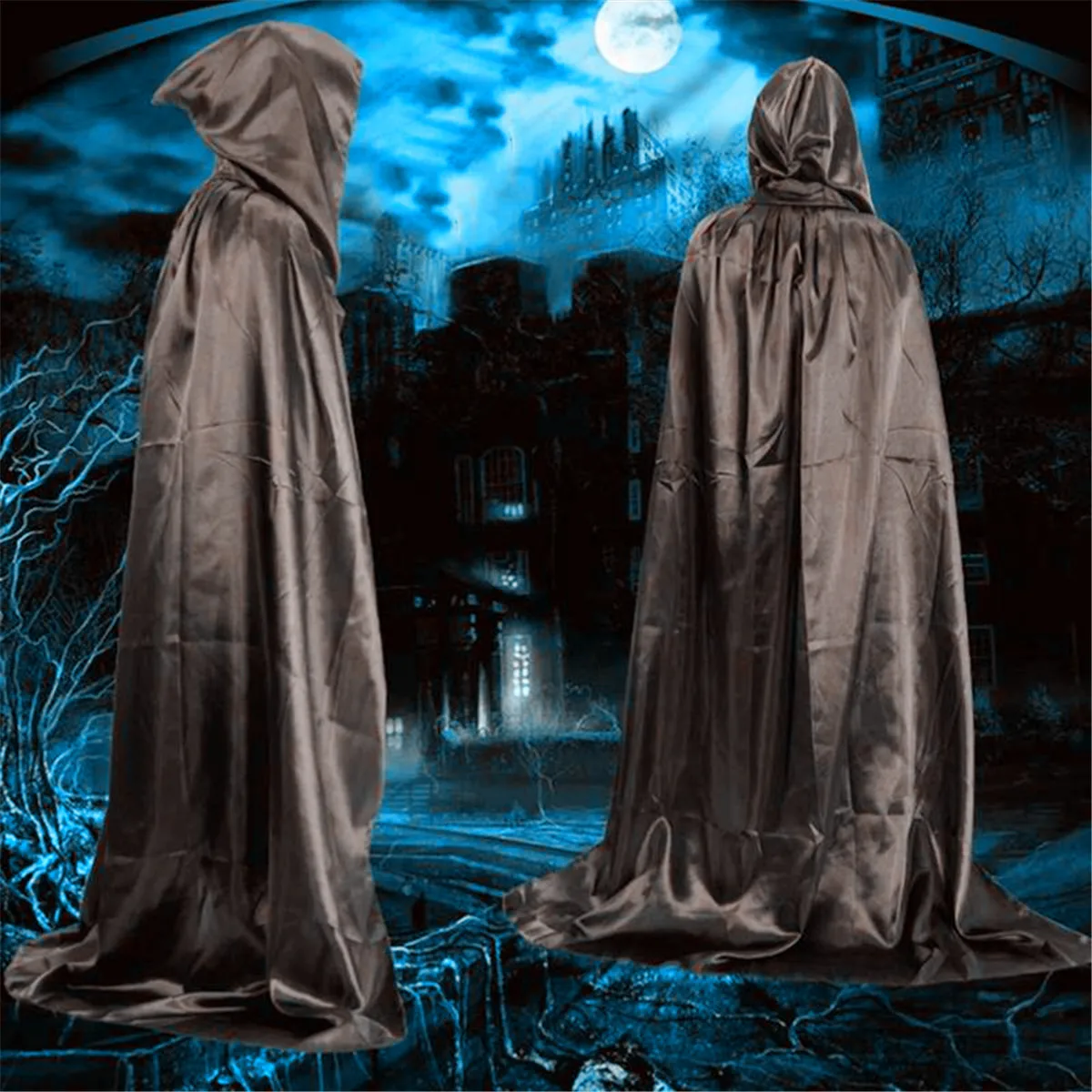 Adulto halloween grim reaper capa capa cosplay mago diabo manto discoteca bar vestido traje vampiros ceifador grim festa capa