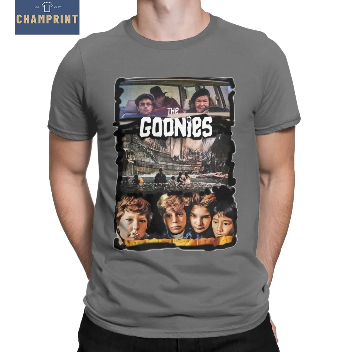 Vintage The Goonies Print Art T-Shirt for Men Crewneck Cotton T Shirts Short Sleeve Tees Gift Clothes