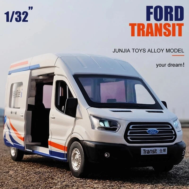 1:34 FORD Transit Alloy Multi-Purpose Vehicles Car Model Diecast Metal Toy Car Model Simulation Sound Light Collection Kids Gift