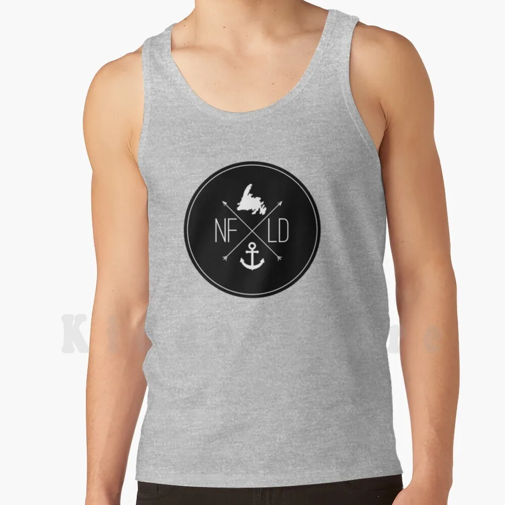X Logo Black Tank Tops Vest 100% Cotton Newfoundland Newfie Canada Canadian The Home Anchor Map Island X Logo