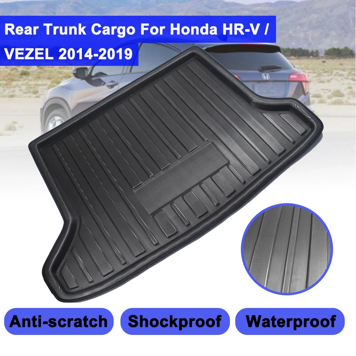 Rear Trunk Cover Matt For Honda HR-V Vezel HRV 2014 -2019 Cargo Liner Boot Tray Mat Floor Carpet Kick Pad Mud Non-slip Anti Dust